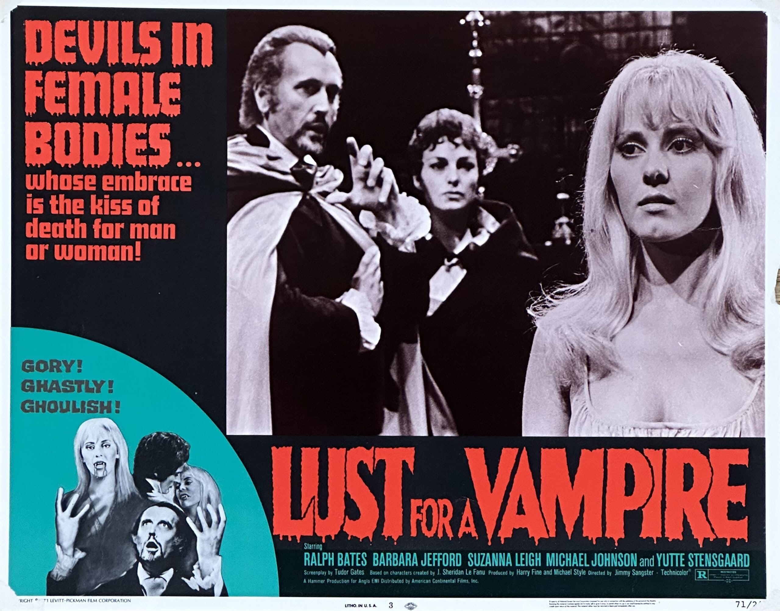 Original vintage cinema lobby card movie poster for the horror, Lust for a Vampire