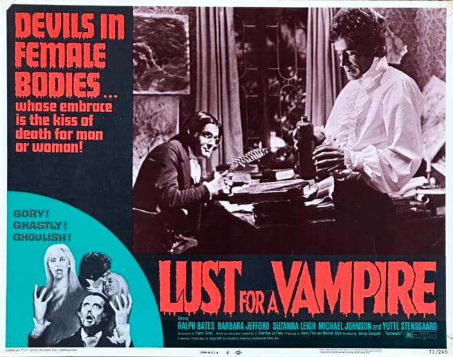 Original cvintage cinema lobby card movie poster for the Hammer horror, Lust for a Vampire