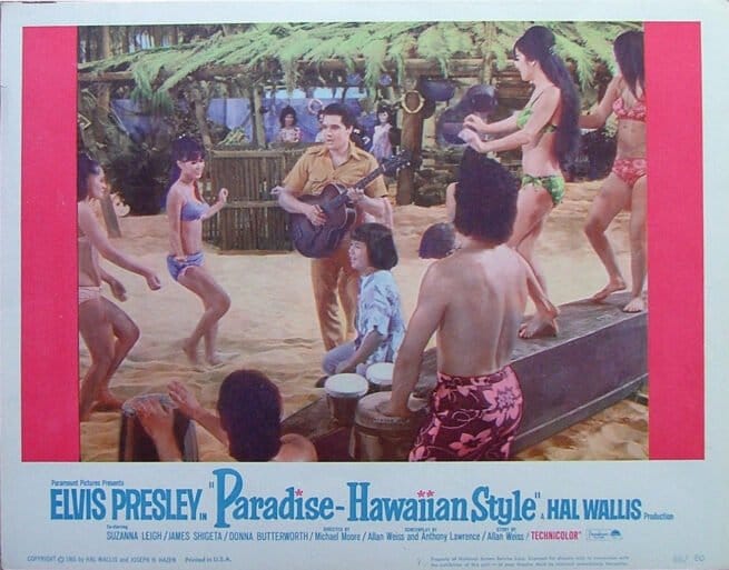 Vintage original US cinema lobby card poster for Elvis in Paradise-Hawaiian Style.