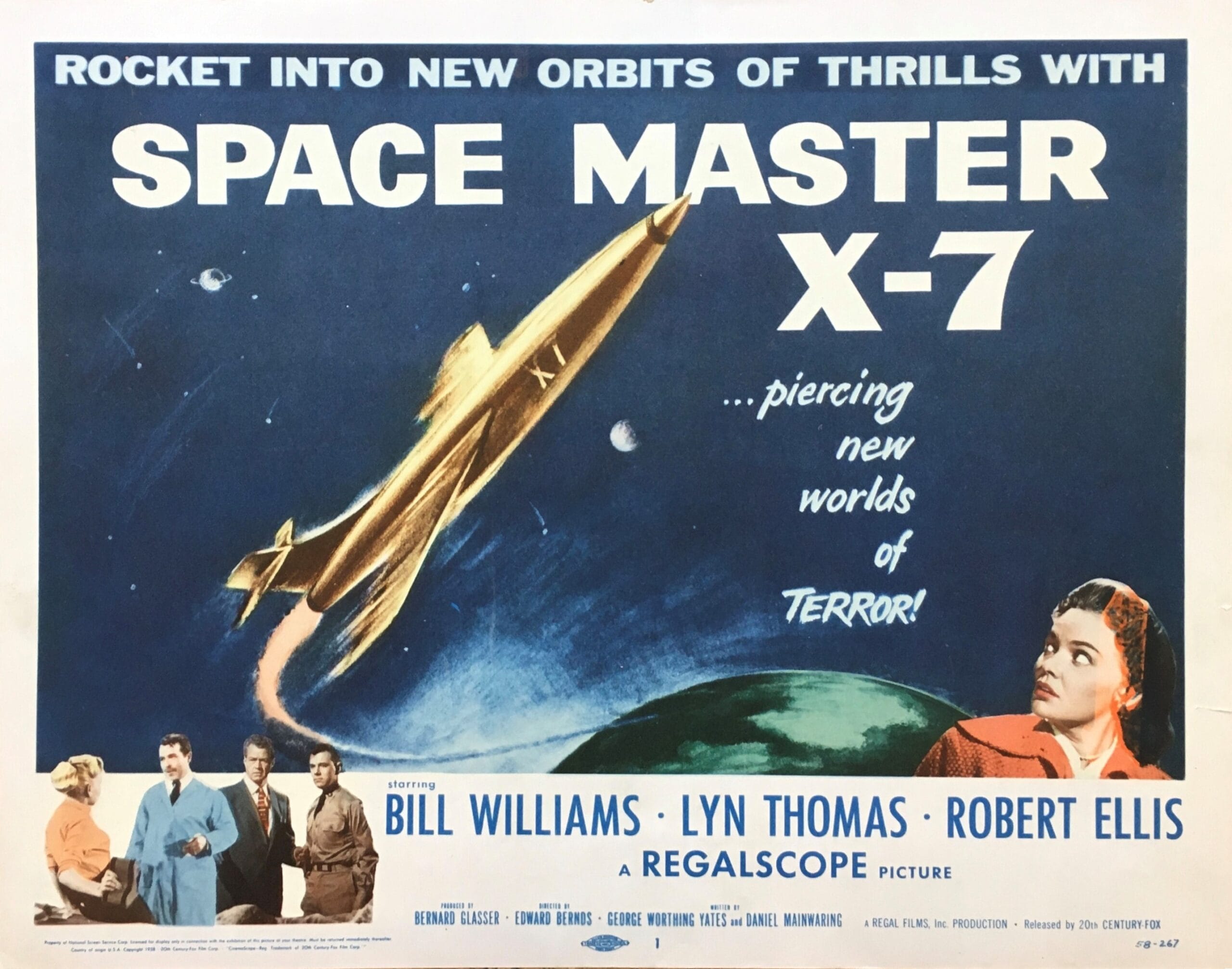 Vintage original US cinema lobby card movie poster for Horror/Sci-Fi film Space Master X-7.