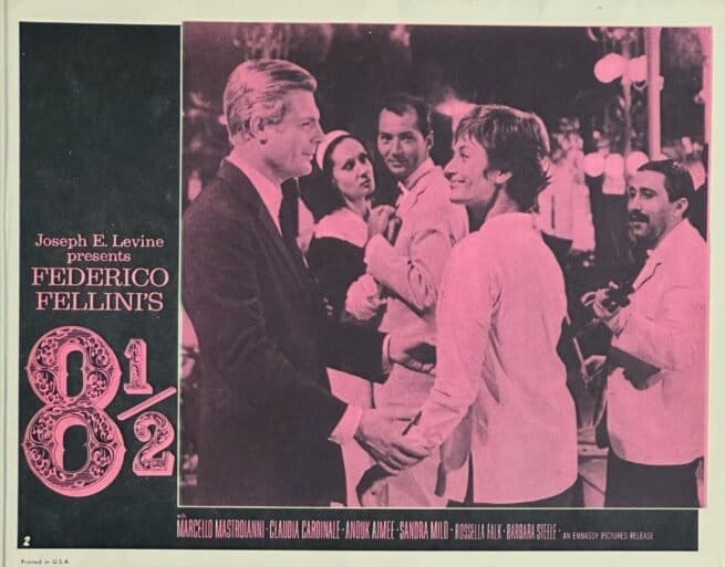 Vintage original US cinema lobby card poster for Fellini's Otto e Mezzo.