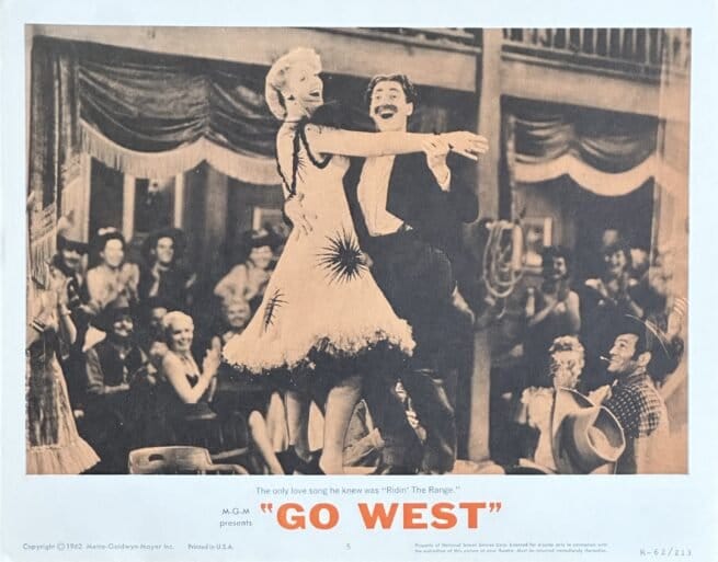 Original vintage cinema lobby card movie poster for Marx Brothers western comedy, Go West