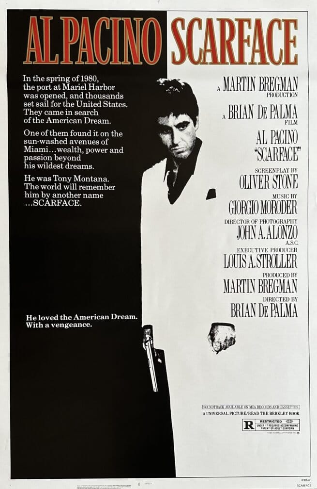 Original vintage cinema movie poster for gangster film, Scarface