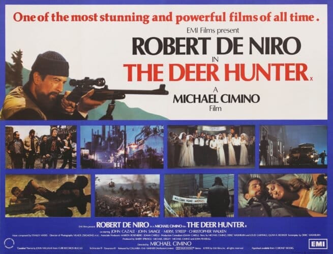 Original vintage UK cinema movie poster for Vietnam war classic, The Deer Hunter