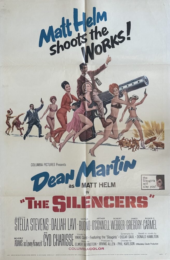 Original vintage cinema movie poster for spy spoof, The Silencers, starring Dean Martin