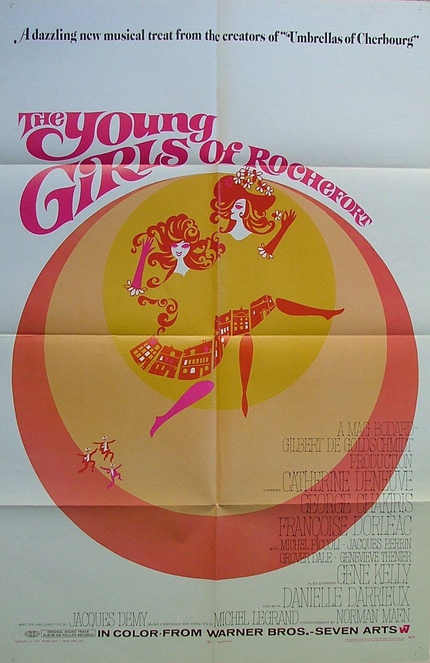 Vintage original US cinema one sheet poster for Jacques Demy film, The Young Girls of Rochefort.