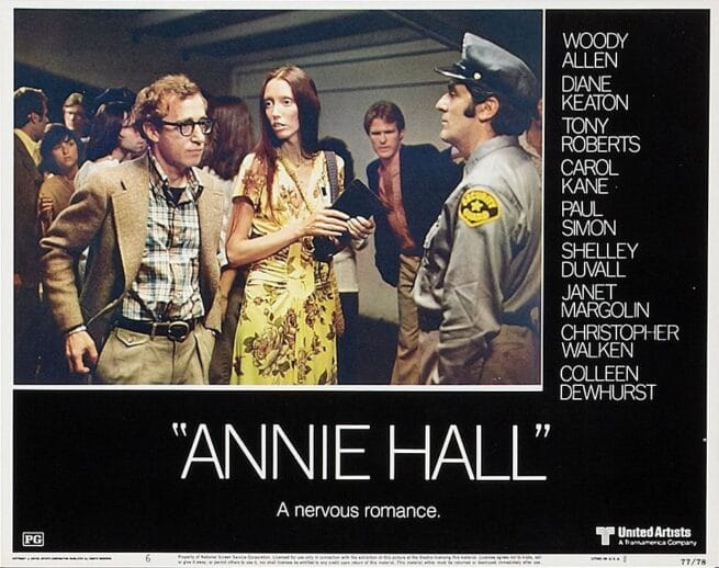 Original cinema lobby card movie poster for Woody Allen's comedy, Annie Hall