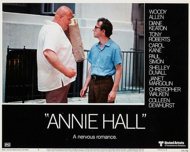 Original cinema lobby card movie poster for Woody Allen's comedy, Annie Hall