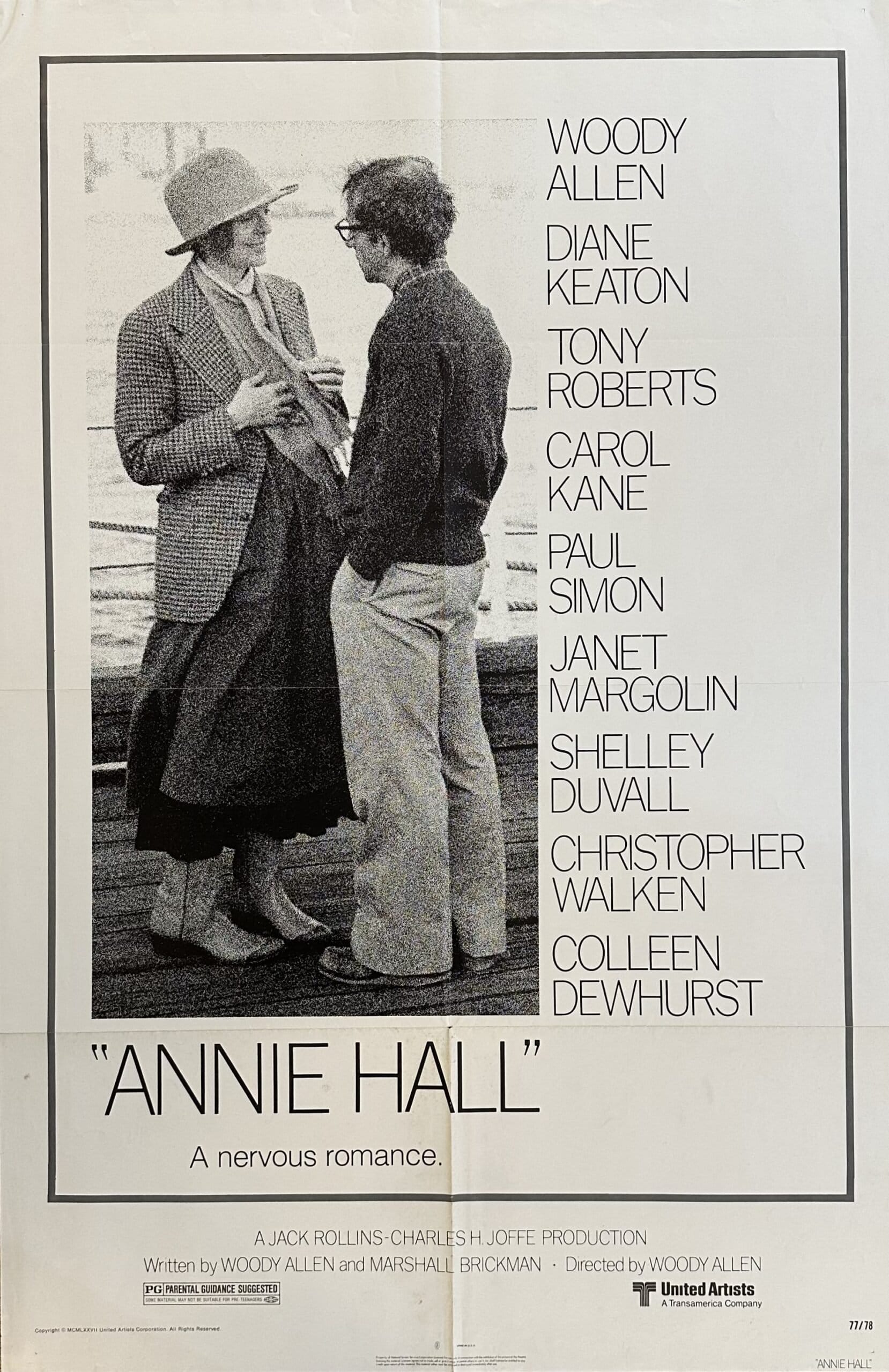 Original vintage cinema movie poster for Woody Allen's classic comedy, Annie Hall