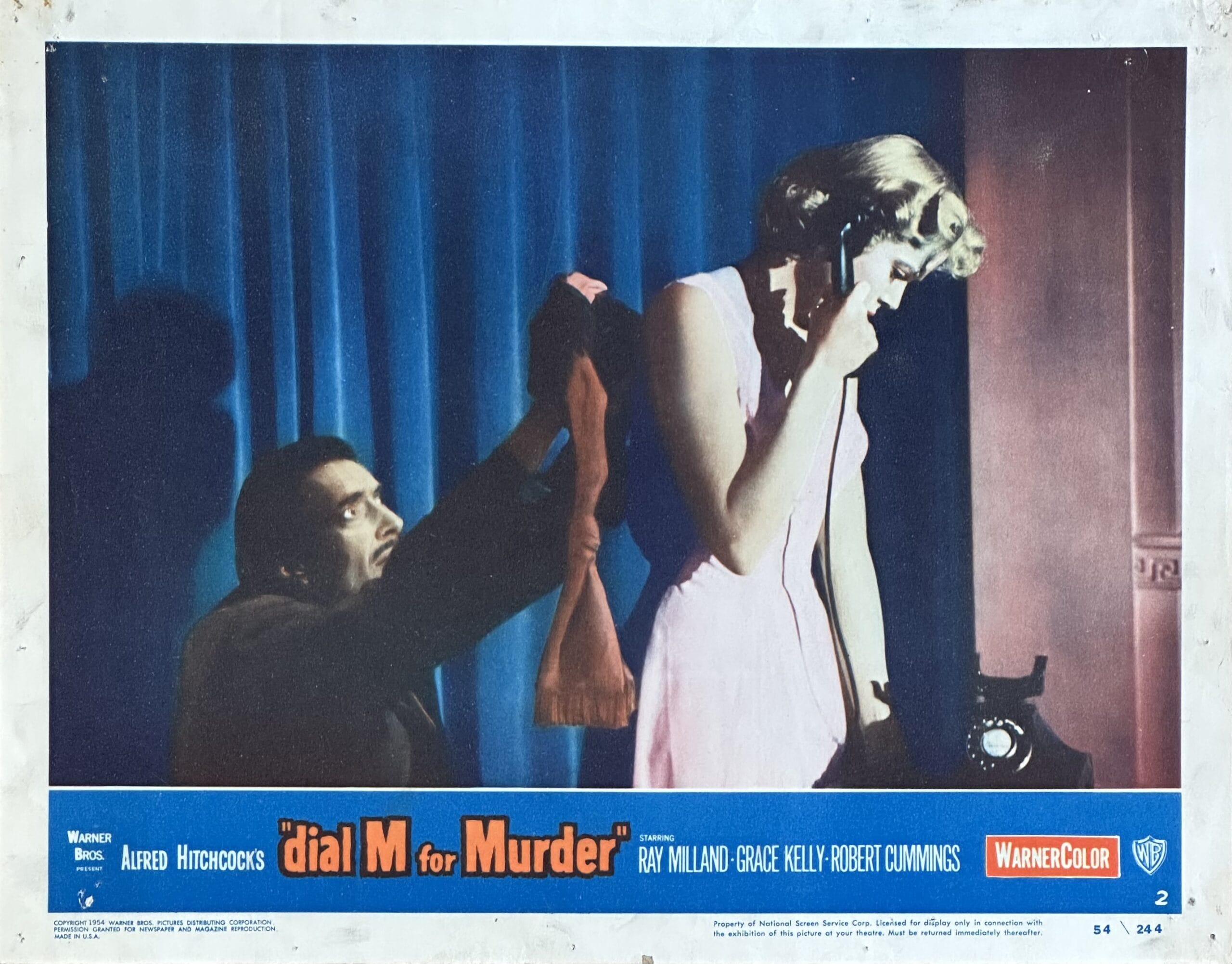 Original vintage cinema lobby card movie poster for Hitchcock thriller, Dial M for Murder