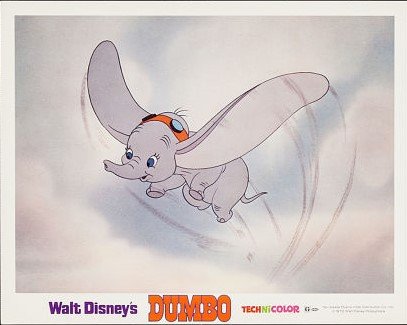 Original vintage cinema lobby card movie poster for Disney cartoon, Dumbo