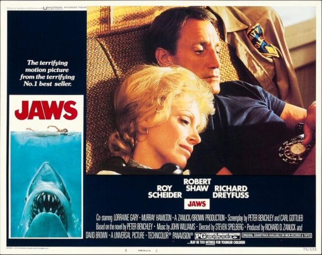 Original vintage lobby card movie poster for Jaws