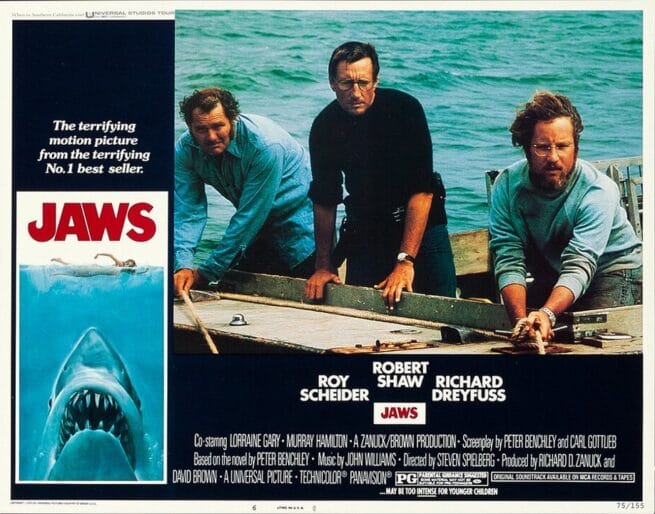 Original vintage lobby card for blockbuster classic, Jaws