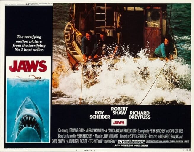 Original vintage cinema lobby card movie poster for Jaws