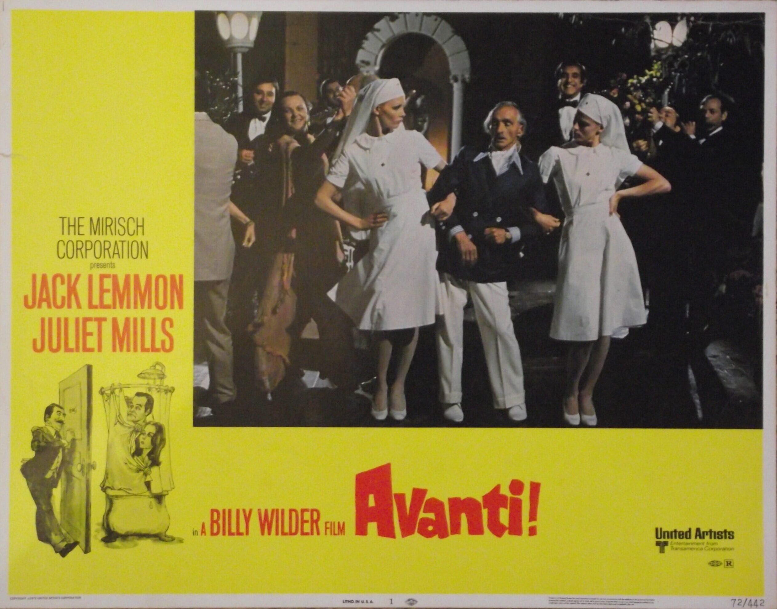 Original lobby card cinema movie poster for sale for Billy Wilder comedy, Avanti