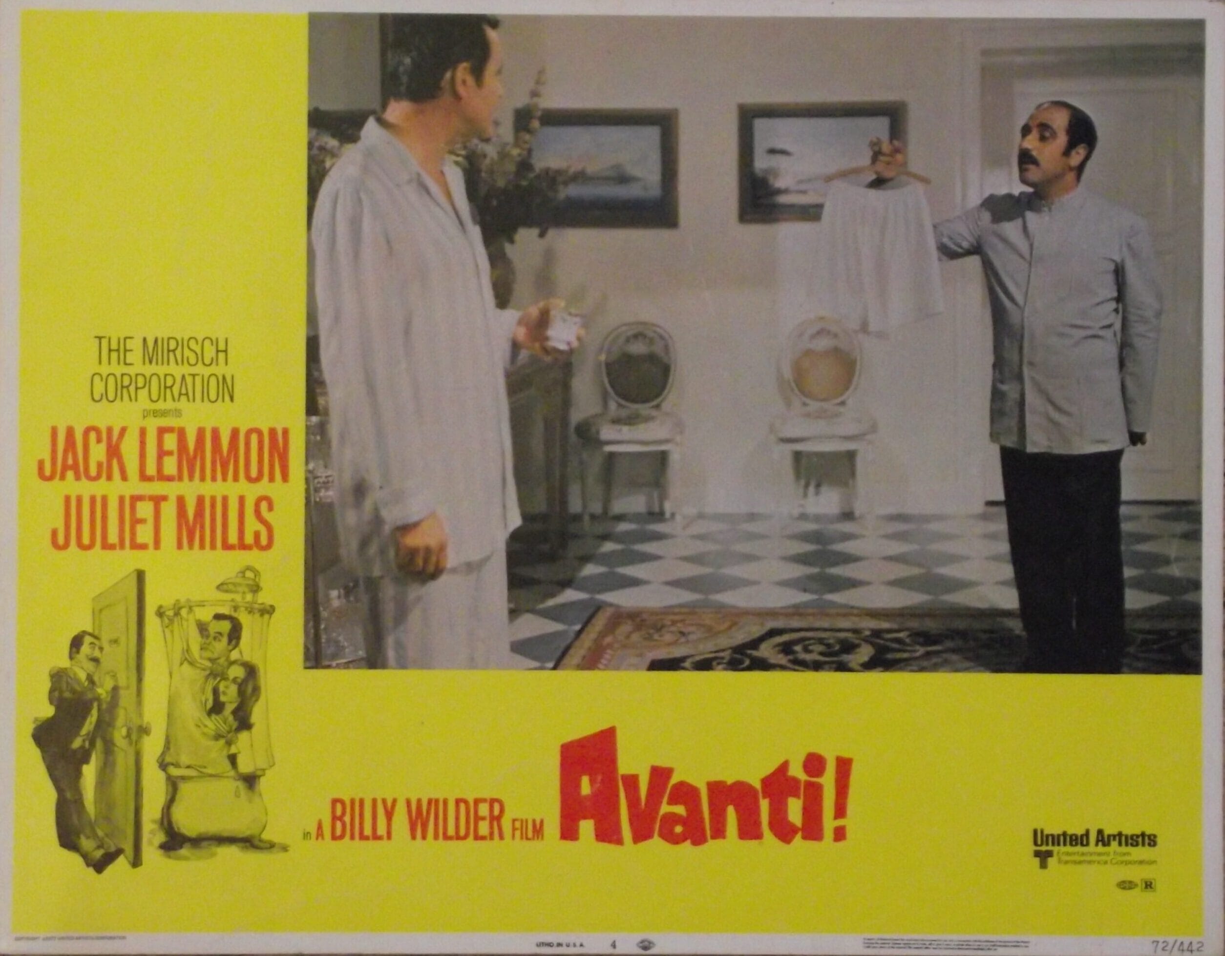 Original vintage cinema lobby card movie poster for Billy Wilder comedy, Avanti