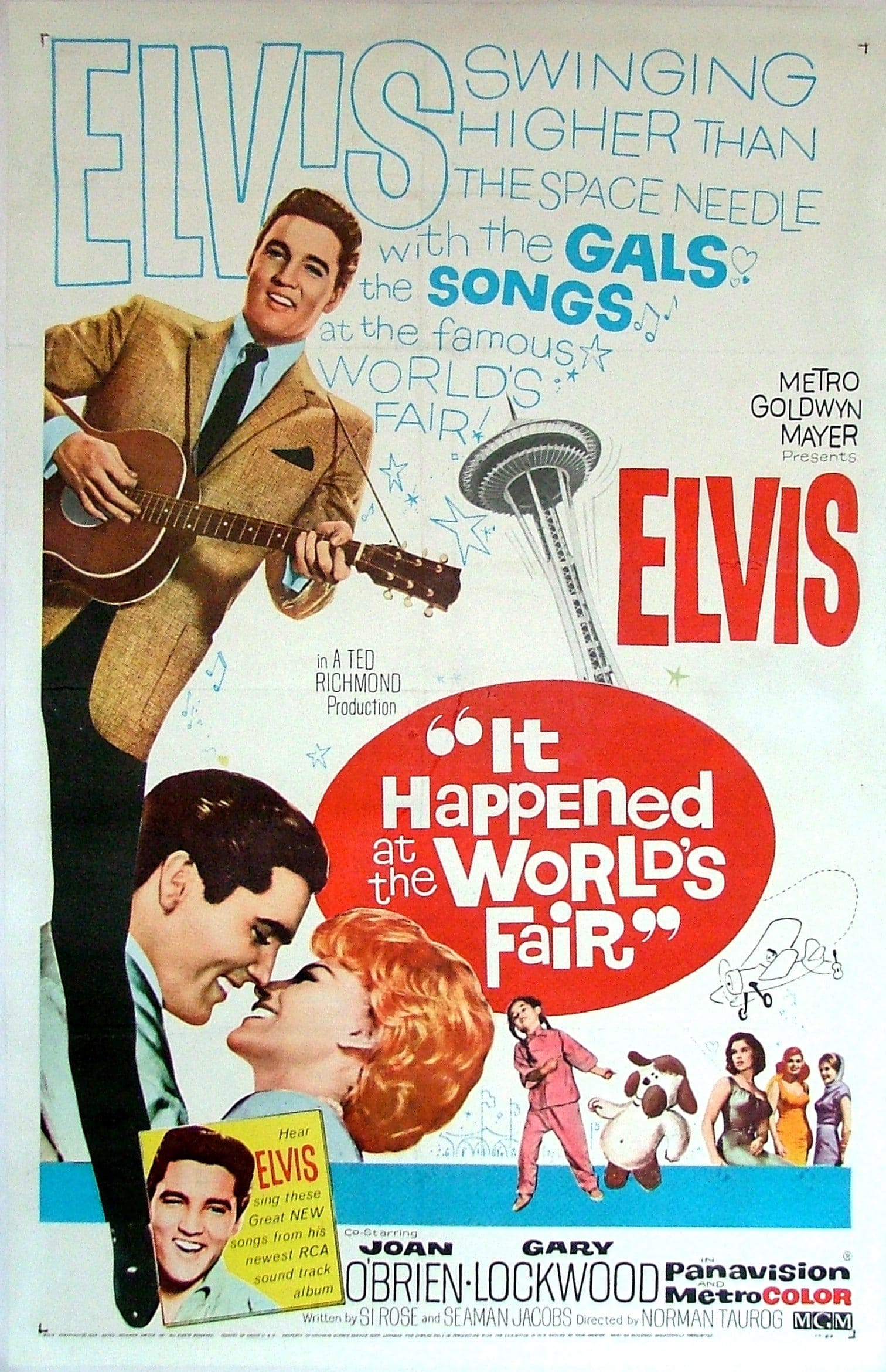 Vintage original US cinema advertising poster for 1963 Elvis Presley film, It Happened at the World's Fair.