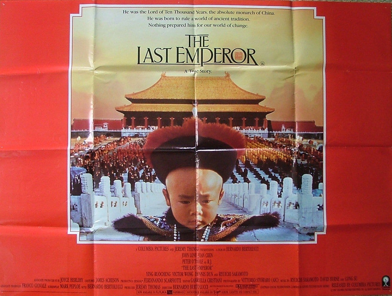 Original vintage UK cinema quad film poster for Bertolucci movie The Last Emperor.