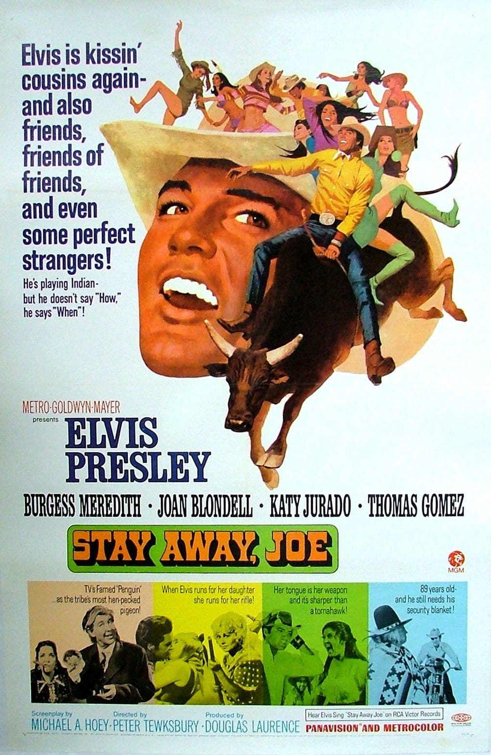 Original vintage US cinema movie poster for 1968 Elvis film Stay Away, Joe.