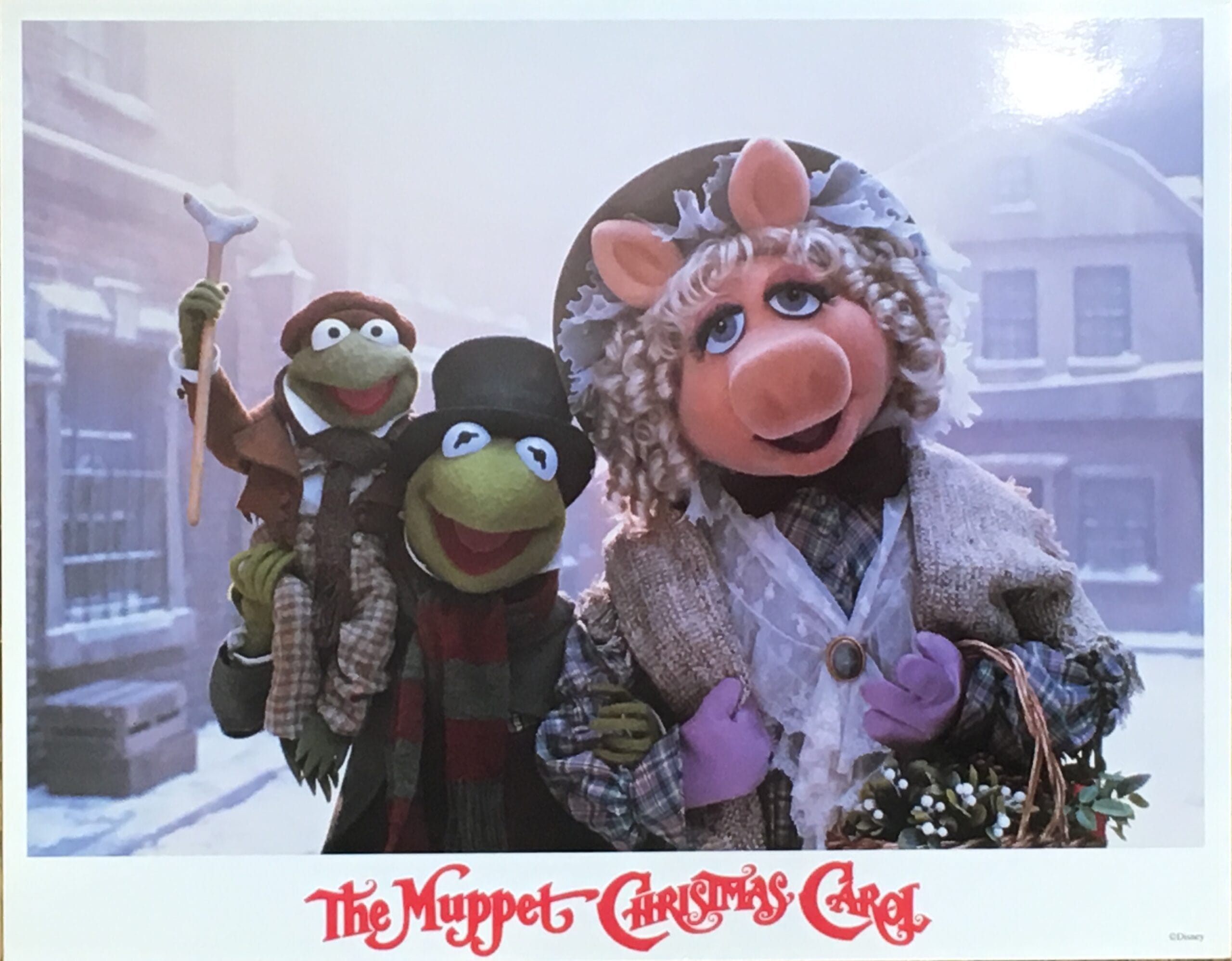 Original lobby card movie poster for the Muppet Christmas Carol with Kermit and Miss Piggy