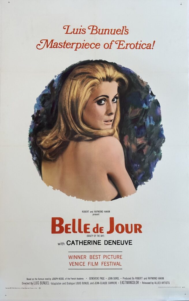 Original vintrage cinema movie poster for Bunuel classic, Belle de Jour