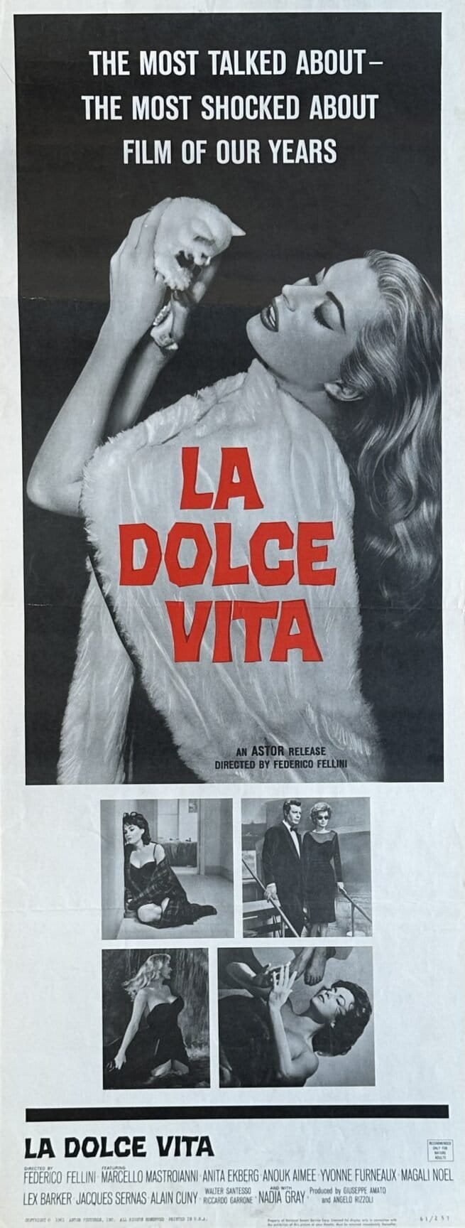 Original vintage cinema movie poster for Fellini's La Dolce Vita