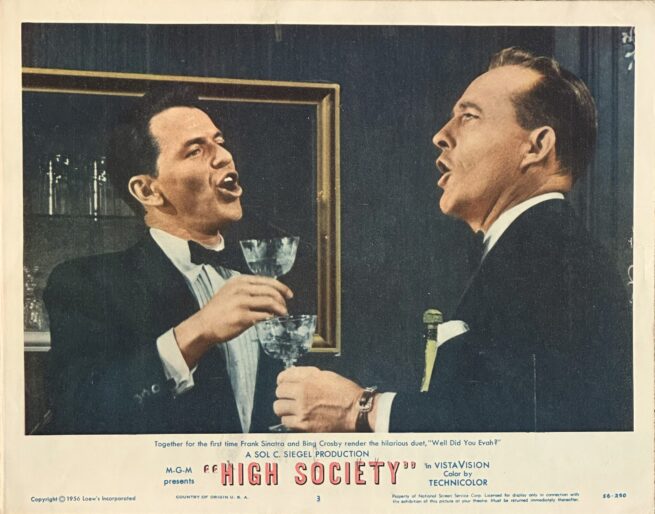 Original vintage cinema lobby card movie poster for High Society, starring Grace Kelly, Frank Sinatra and Bing Crosby