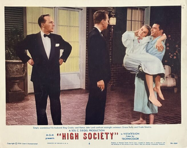 Original vintage cinema lobby card movie poster for High Society, starring Grace Kelly, Frank Sinatra and Bing Crosby