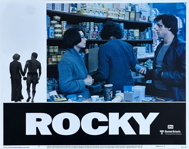 Original cinema lobby card movie poster for Sylvester Stallone's boxing classic, Rocky