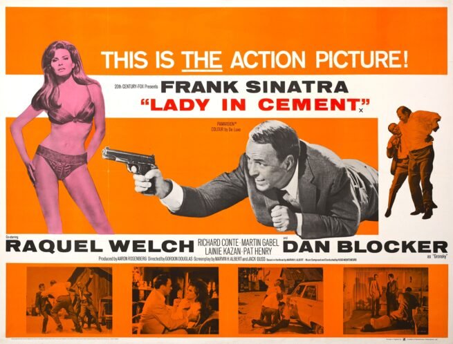 Original vintage cinema movie poster for Lady in Cement, starring Frank Sinatra and Raquel Welch