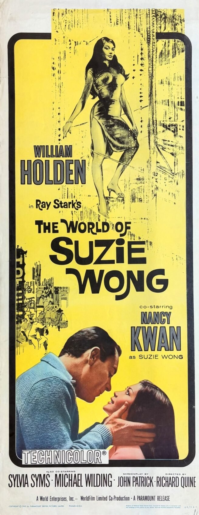 Original vintage cinema movie poster for the Hong Kong based romance, The World of Suzie Wong