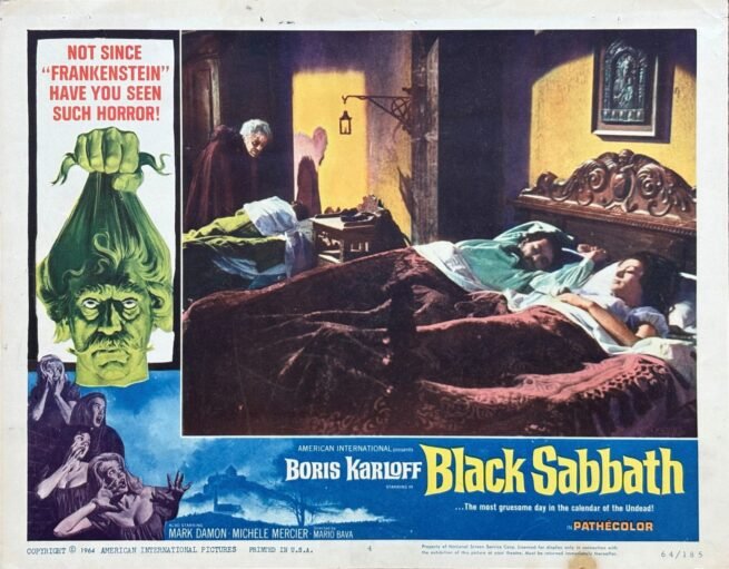 Vintage original US lobby card poster for Boris Karloff in Black Sabbath film.