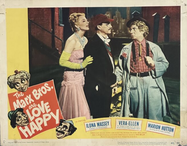 Original cinema lobby card movie poster for the Marx Bros comedy, Love Happy