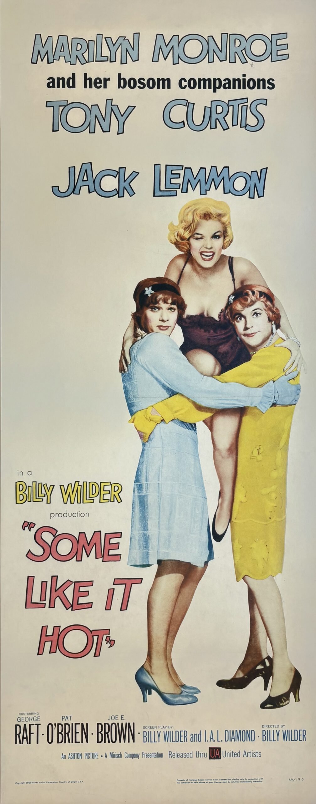 Original vintage cinema movie poster for the Billy Wilder comedy, Some Like It Hot