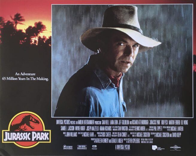 Vintage original US lobby card poster for 1993 film Jurassic Park