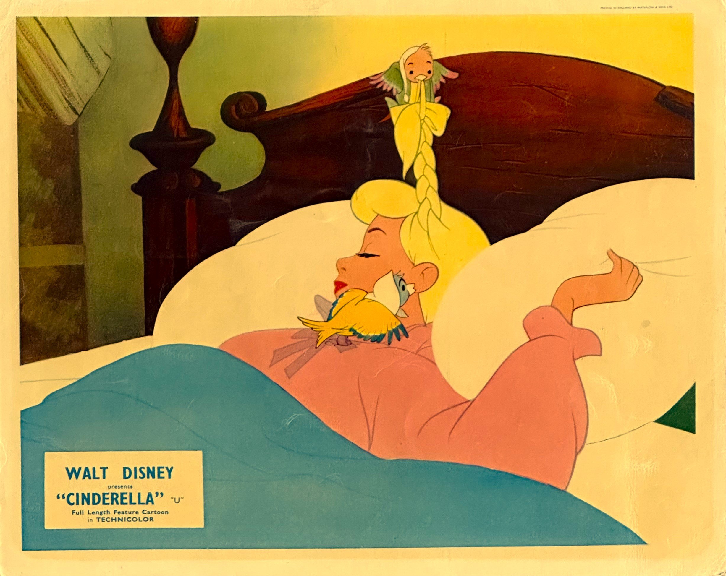 Vintage original UK Front of House Card for Disney film Cinderella.