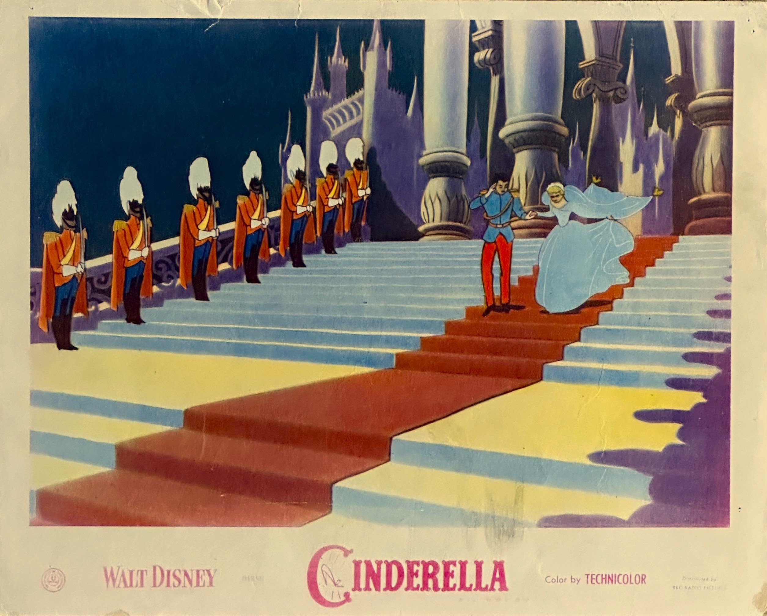 Vintage original UK Front of House Card poster for 1950 Disney movie, Cinderella.
