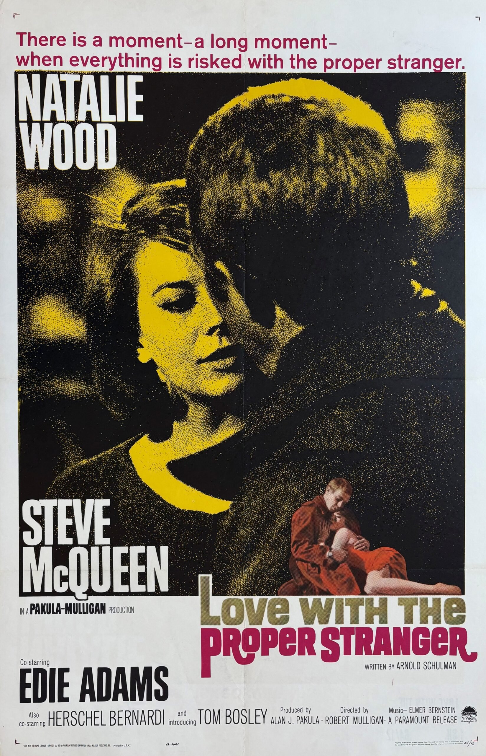 Original vintage cinema movie poster for Steve McQueen in Love with the Proper Stranger