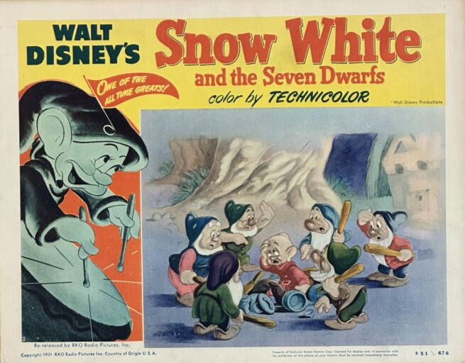 Original vintage cinema lobby card movie poster for Snow White and the Seven Dwarfs