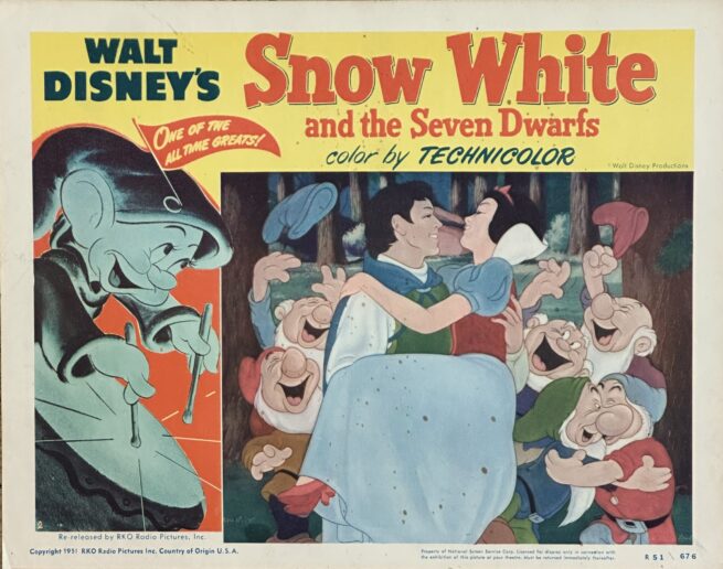 Original vintage cinema lobby card movie poster for Snow White and the Seven Dwarfs