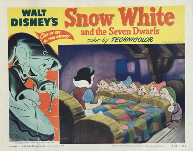Original vintage cinema lobby card movie poster for Snow White and the Seven Dwarfs