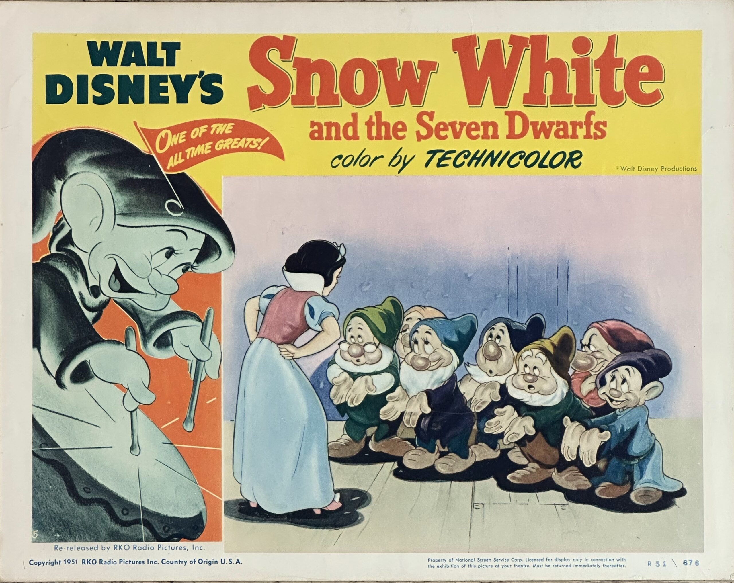 Original vintage cinema lobby card movie poster for Snow White and the Seven Dwarfs
