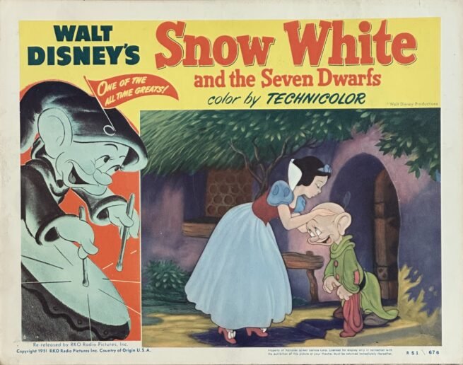 Original vintage cinema lobby card movie poster for Snow White and the Seven Dwarfs