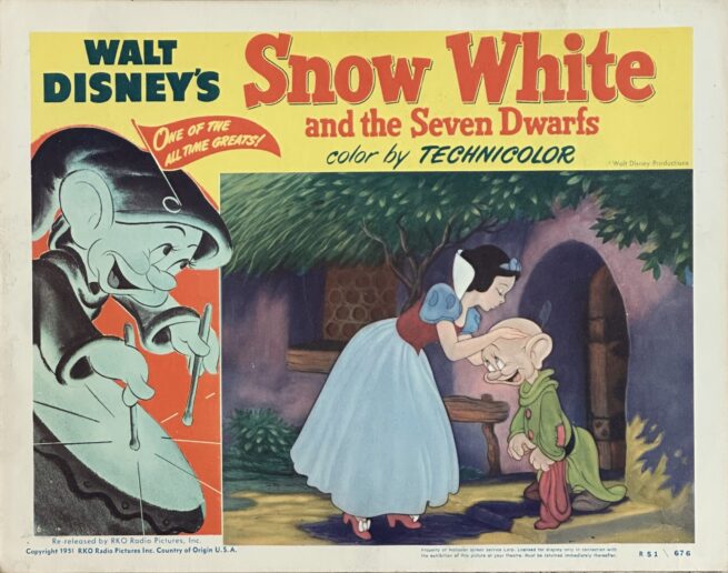 Original vintage cinema lobby card movie poster for Snow White and the Seven Dwarfs