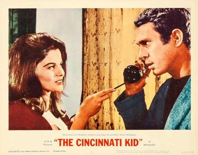 Original vintage cinema lobby card movie poster for Steve McQueen in The Cincinnati Kid