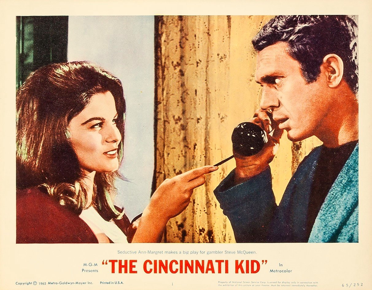 Original vintage cinema lobby card movie poster for Steve McQueen in The Cincinnati Kid