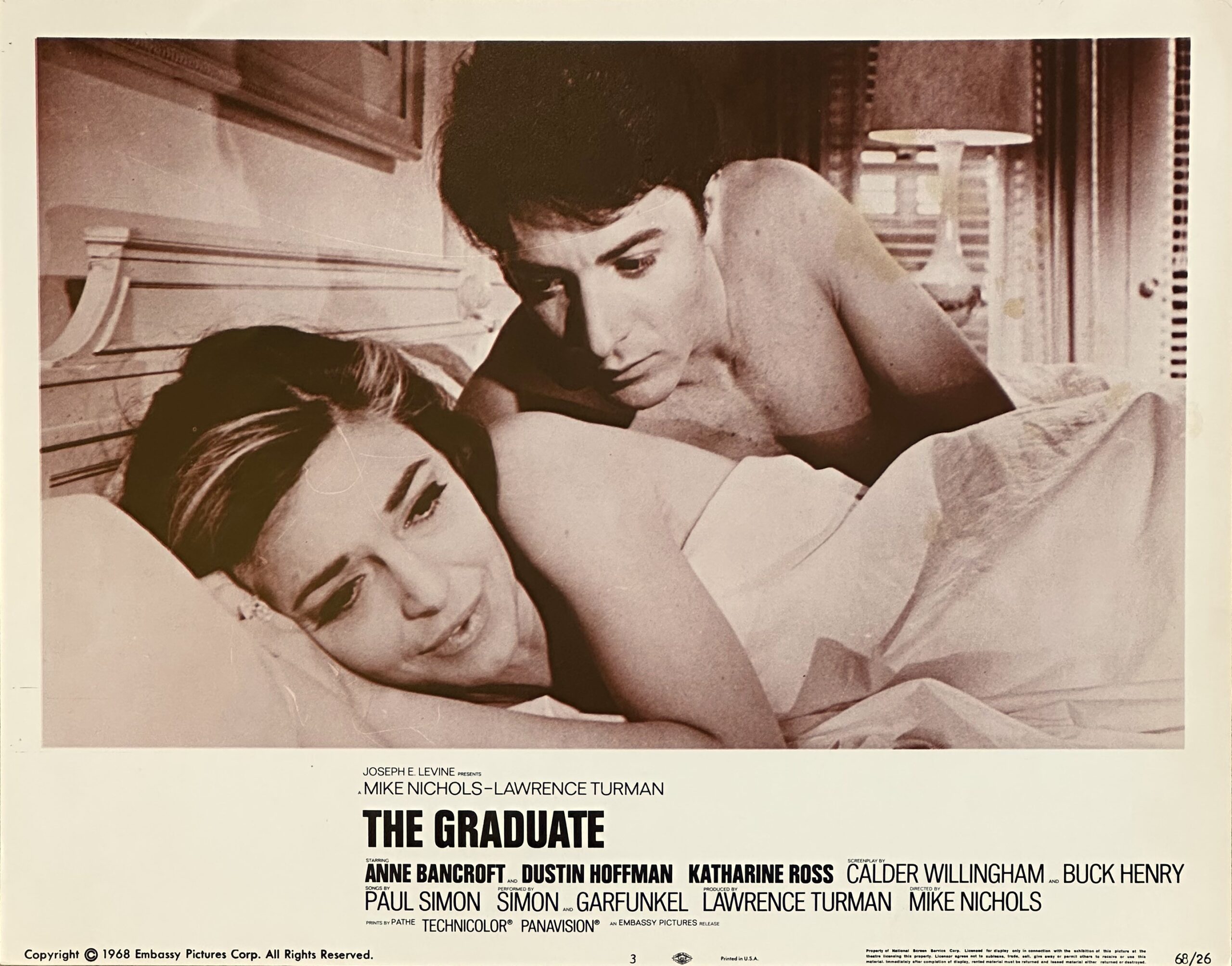 Original vintage cinema lobby card movie poster for The Graduate