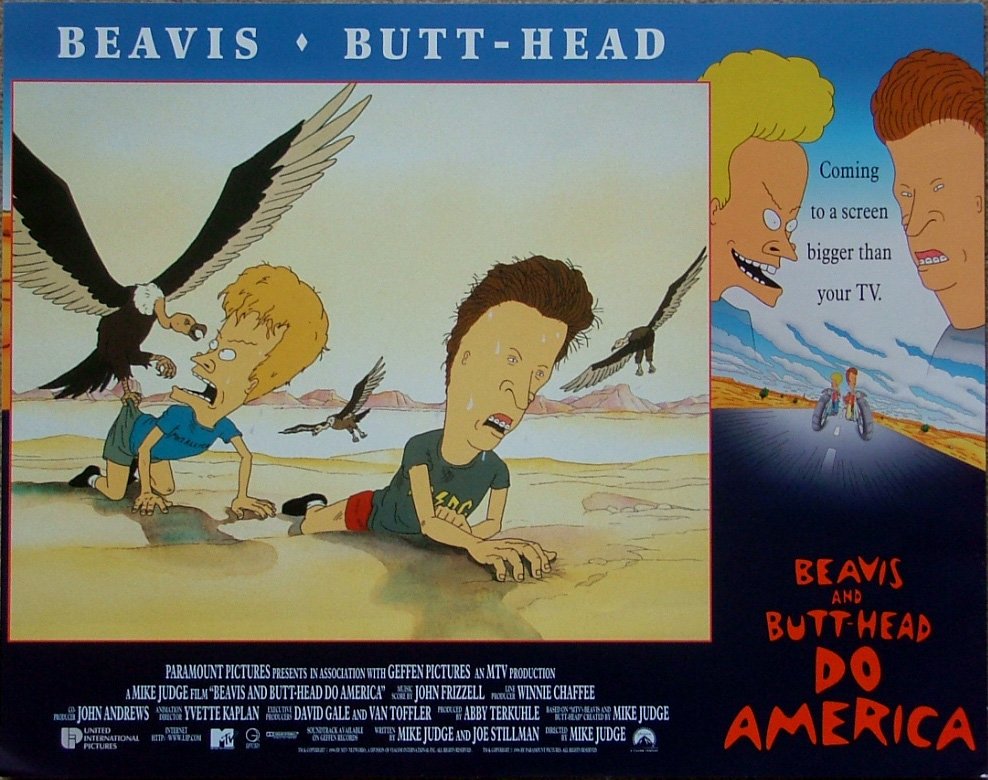 Original cinema lobby card movie poster for Beavis and Butt-Head Do America