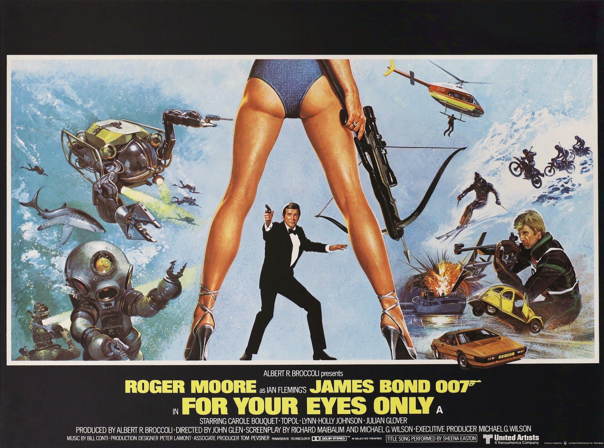 Original vintage cinema movie poster for James Bond 007 in For Your Eyes Only