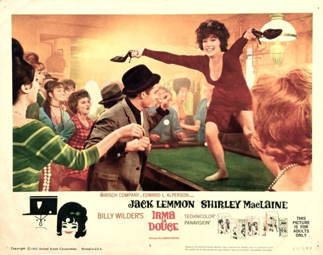 Vintage original US cinema lobby card poster for Billy Wilder film, Irma La Douce with Jack Lemmon and Shirley MacLaine
